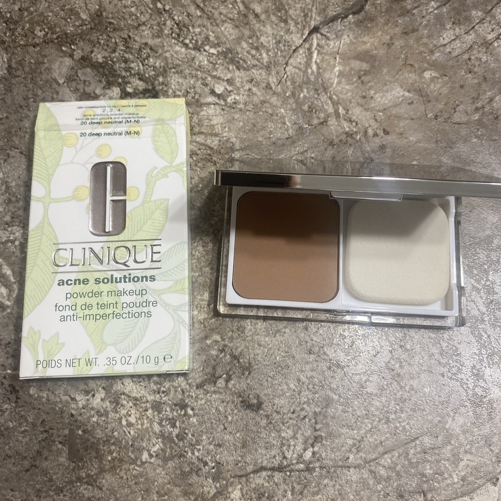 Clinique Acne Solutions Pressed Powder Makeup 20 Deep Neutral (M-N) 0.35 oz NIB